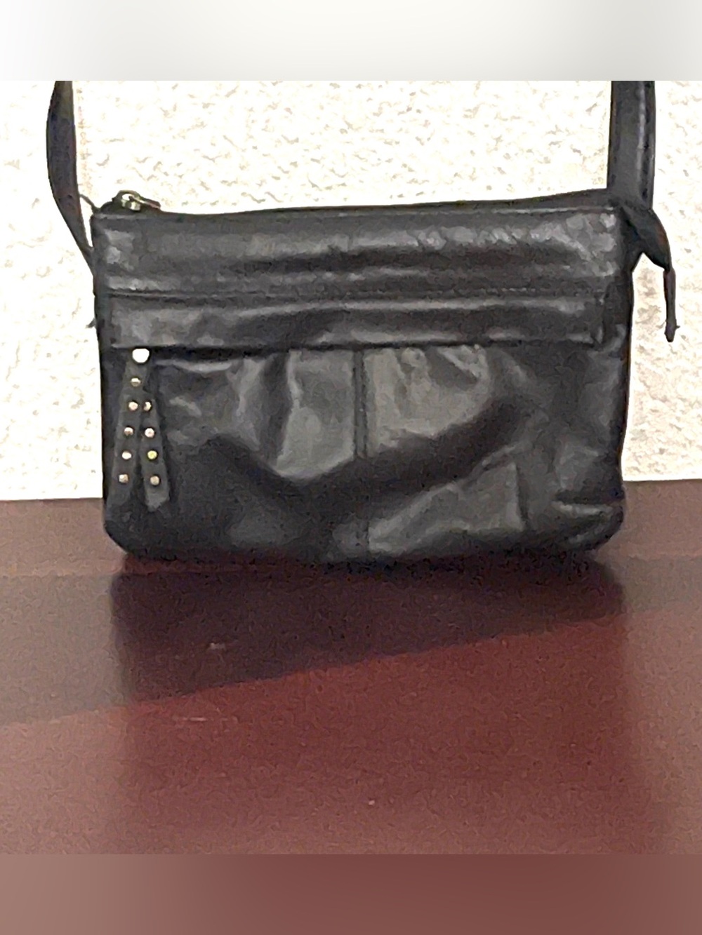 Sorpresa Black Studded Leather Crossbody